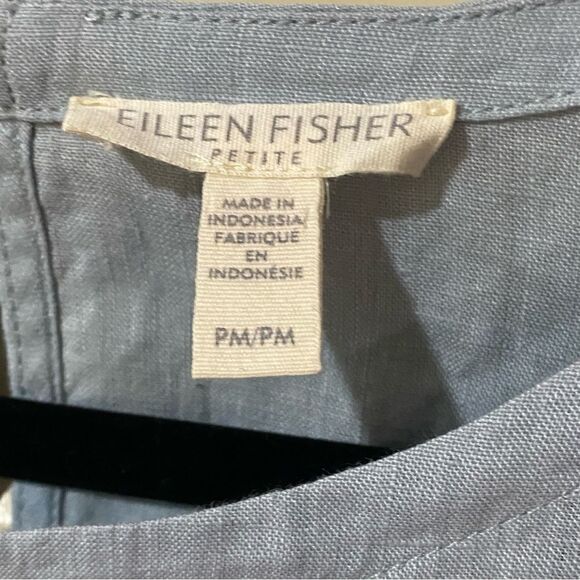 EILEEN FISHER Organic Handkerchief Linen Round Neck Box-Top Dawn Blue Women’s MP - Picture 7 of 8